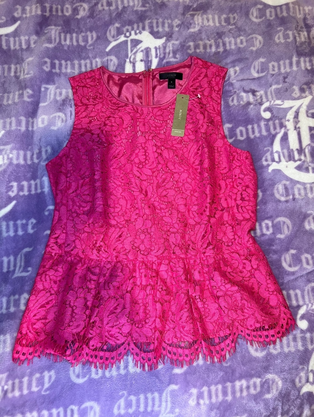 J.Crew Pink Floral Lace Peplum Top Size 4 NWT